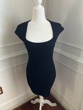 H&M Divided Black Bodycon Mini Dress with front slit Size Medium