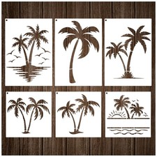 Palm Tree Stencils - Reusable Beach for 8.26 x 11.81 inches, White