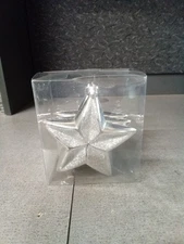 3 Pk.Silver Glitter 5 Point Star Christmas Tree Ornament Decoration 