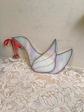 stained glass White Iridescent Dove / Bird - Suncatcher or Ornament- Handcrafted