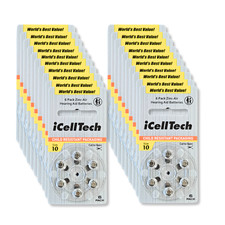 iCellTech Size 10 Hearing Aid Batteries PR70 Zinc Air 1.45V 120 Pack