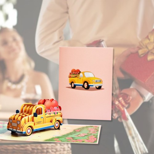 3D for Up Wedding Car Heart Greeting Card Vlanetines Day Card with with Enve - Picture 3 of 8