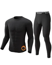 Mens Thermal Long Johns Set, Winter Base Layer, XS-4XL, Sport Top  Bottom