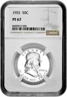 1955 50C Proof Silver Franklin Half Dollar NGC Graded PF 67 in New Holder