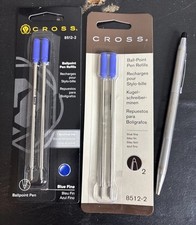 Vintage Cross Classic Silver Chrome Ballpoint Pen 4 Refills