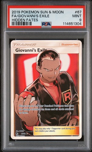 2019 POKEMON SUN & MOON HIDDEN FATES #67 FA/GIOVANNI'S EXILE HIDDEN FATES PSA 9