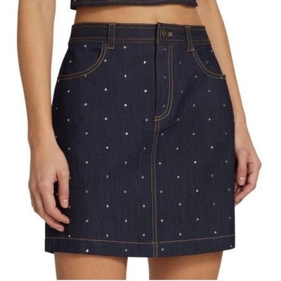 Cinq à Sept Tous Les Jours Embellished Denim Mini Skirt