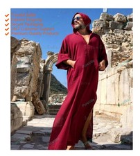 Mens Kurta Pathani Kurta Indian Traditional Wear Suit Solid Pattern Dark Red Kur