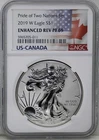 2019 W Pride of Two Nations Enhanced Reverse PF69 American Silver Eagle