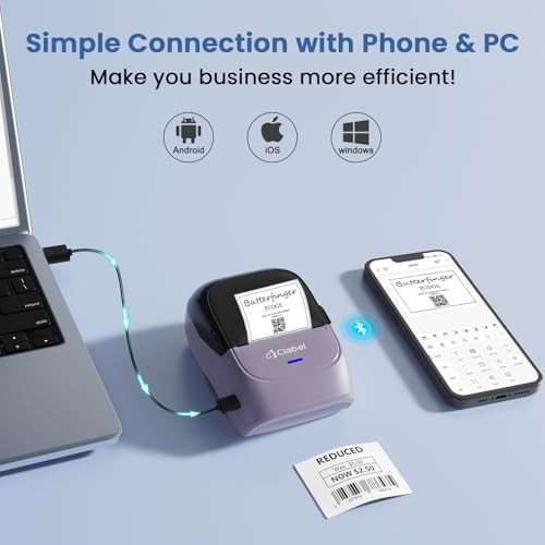 Inkless Handheld Barcode Label Maker Machine with 221B Tape Printer