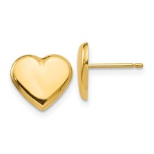 14k Yellow Gold Heart Post Stud Earrings 0.51gm L-9 mm, W-10 mm Gift for Mother