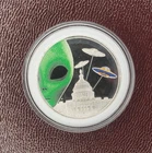 1 oz .999 Fine Silver Colorized Alien Round Invasion Of Congress Solar System