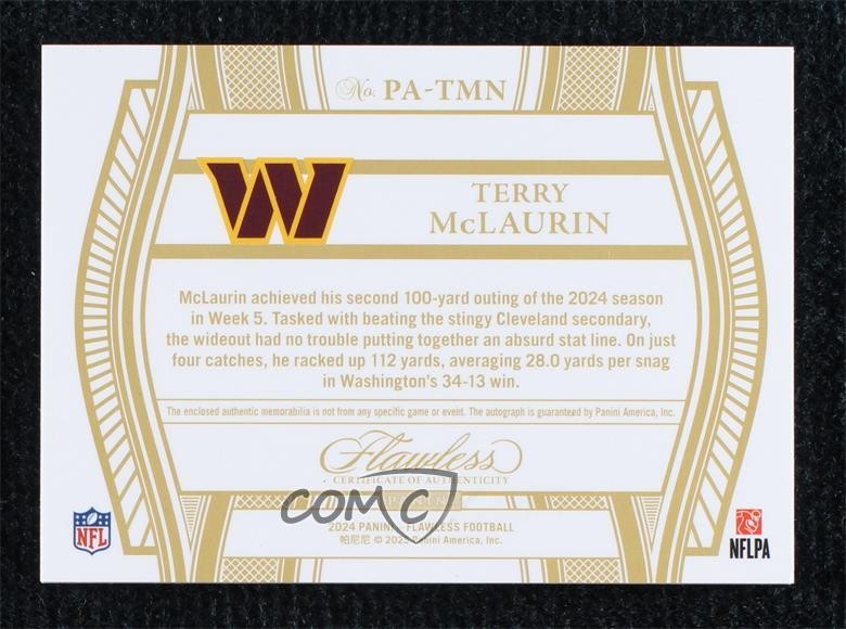 2024 Panini Flawless Patch Auto Ruby 9/15 Terry McLaurin #PA-TMN | eBay