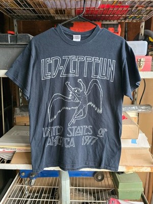 Led Zeppelin Icarus Swan Song T-Shirt Mens M Black Gildan Heavy Cotton Band Tee