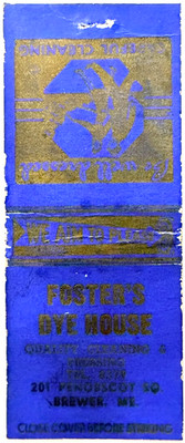 1940s Foster's Dye House Dry Cleaning Matchbook Cover Brewer Maine Vintage