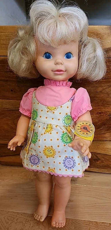 Vintage 1969 Mattel Timey Tell Doll Not Working Original Dress and Watch