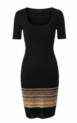 Missoni Black Scoop Neck Short Sleeve Zigzag Knit Dress Size 6