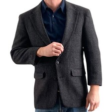 Rogers & Scott Tweed Jacket Vintage Gray Wool Two Button Single Vent 40 USA Made