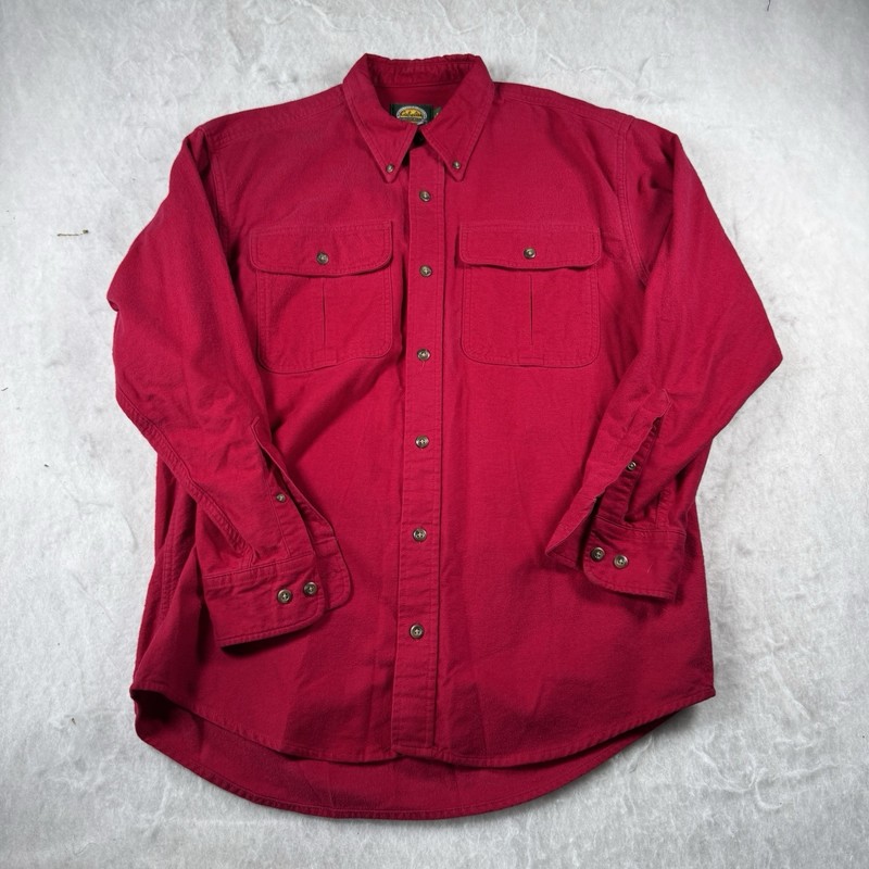 Vintage Cabela’s Heavy Cotton Button Up Shirt Mens Medium Red Outdoor 