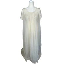 Vintage Val Mode Nightgown & Robe Lace Nylon Chiffon Mega Sweep Size Medium