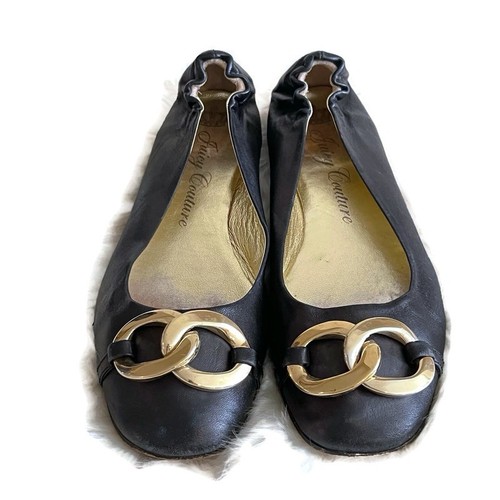 Juicy Couture Vintage Black Leather Ballet Flat - Picture 2 of 9