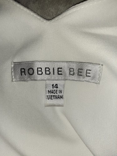 ROBBIE BEE Größe 14 A-Linie Kleid weiß beige rosa Blumen ärmellos Midi - Bild 6 von 6