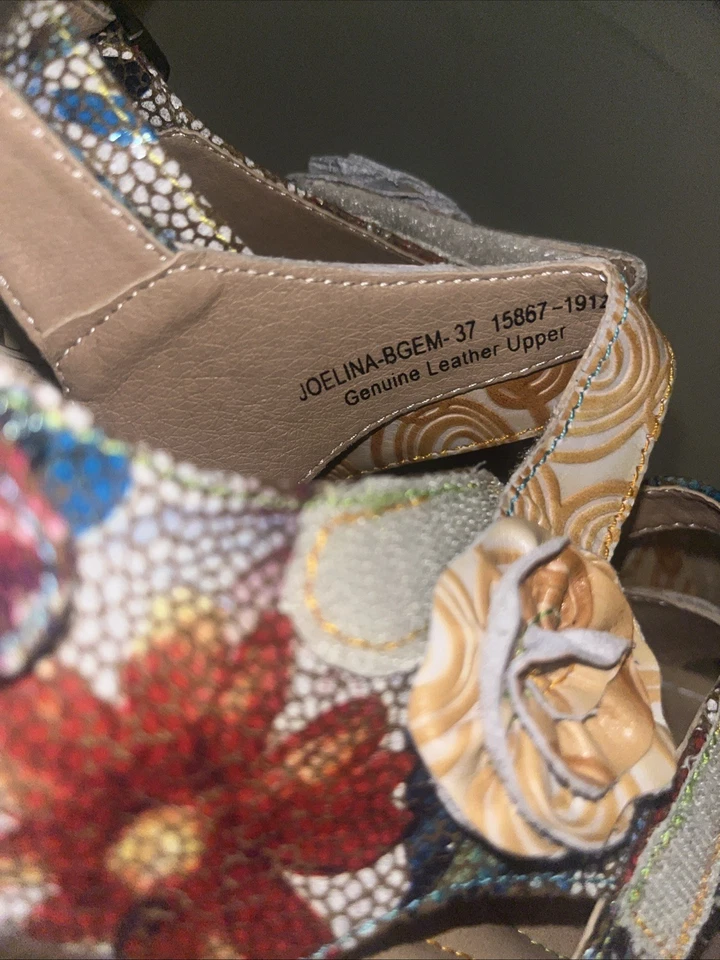 Spring Step L'artiste Joelina-Bgem Wedge Sandals EU 37 - US 6.5 Floral Leather - Image 2 of 4