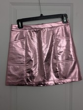 Art Class Girls Size 10/12 Metallic Pink Skirt With Pockets