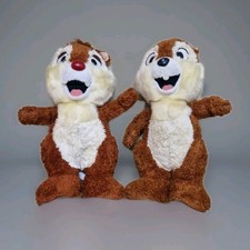 Vintage Walt Disney Parks Chip and Dale Chipmunk 9 Inch Soft Plush Toy Teddy Set