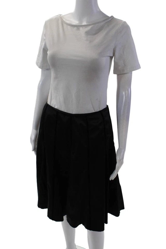 Falda Kay Unger Mujer Terciopelo Seda Rayas Línea A Negra Talla 8 Foto 2 de 4