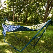 Metal Spreader Bar Hammock with Pillow - Catalina Beach by Sunnydaze