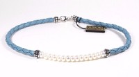 Honora Freshwater Collection White Pearl & Blue Braided Leather 16 Necklace Honora Freshwater Collection White Pearl & Blue Braided Leather 16 Necklace
