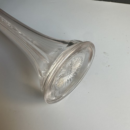 Vintage Clear Glass Swung Vase Tulip Fluted Ribbed MCM 17" Tall Stretched 1960s - Picture 5 of 12
