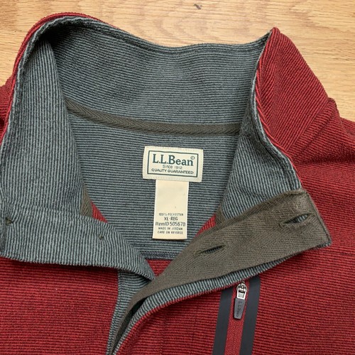 Suéter LL Bean Para Hombre Talla XL 1/4 Botón Rojo Manga Larga Pullover Ligero Poliéster - Imagen 3 de 7
