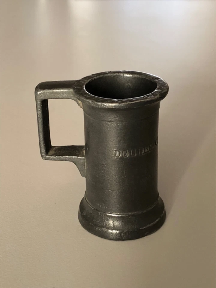 ANCIENNE MESURE EN ETAIN : DOUBLE CENTILITRE - NOMBREUX POINÇONS  - Photo 2/4