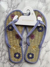 Accessorize Monsoon Seagrass Flip Flops Size S Small UK 3 4 Purple Flower New