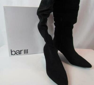 NIB Bar III Black High Heel Boots Pointed Toe With Zipper On Side Size 7.5M