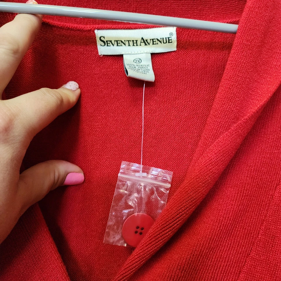 Cárdigan Seventh Avenue 2XL Rojo Slouchy Calce Relajado Oficina Academia Acogedor Nuevo Foto 3 de 4