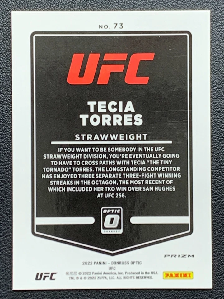 Tecia Torres 73 Purple Prizm Donruss Optic UFC Panini 2022 - Image 2 of 4