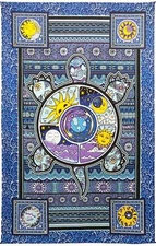 3D Celestial Turtle Tapestry by Dan Morris Hippie New Age Sun Moon & Stars Earth