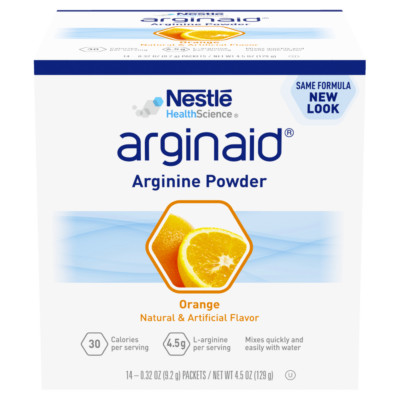 Arginaid Arginine Powder 14 x 9.2g Sachets (128g) - Orange Flavour L ...