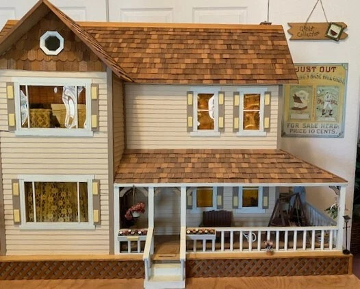 VICTORIAN DOLLHOUSE assembled furnished 3 stories lots of extras Beautiful