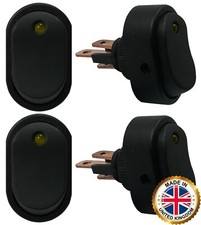 4 Pack Amber LED Illuminated SPST Rocker Switches 12V 16A - Car Boat Truck