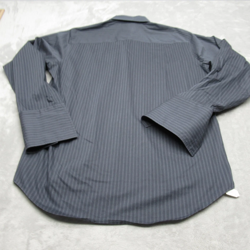 Donald J Trump Dress Shirt Men Medium Gray Stripe Pocket French Cuff Regular Fit - Image 3 of 4