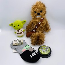 Star Wars Lot Chewbacca Chewy Yoda Stuff Animal Plush Toy Socks Tap Light Disney