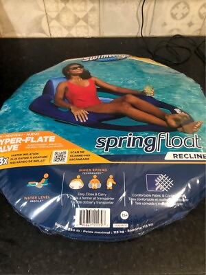 #ad #ad SwimWays Spring Float Recliner Pool Lounge Chair with Hyper Flate Valve Blue New
