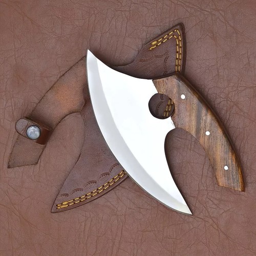 8 Inches ulu Knife Handmade Forged Stainless Steel Wooden Handle Full Tang Xmas - Picture 6 of 7