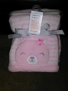 Carter's Baby Girl Blanket W/ Pink Bear On It * Just One You * Super Soft *  NEW