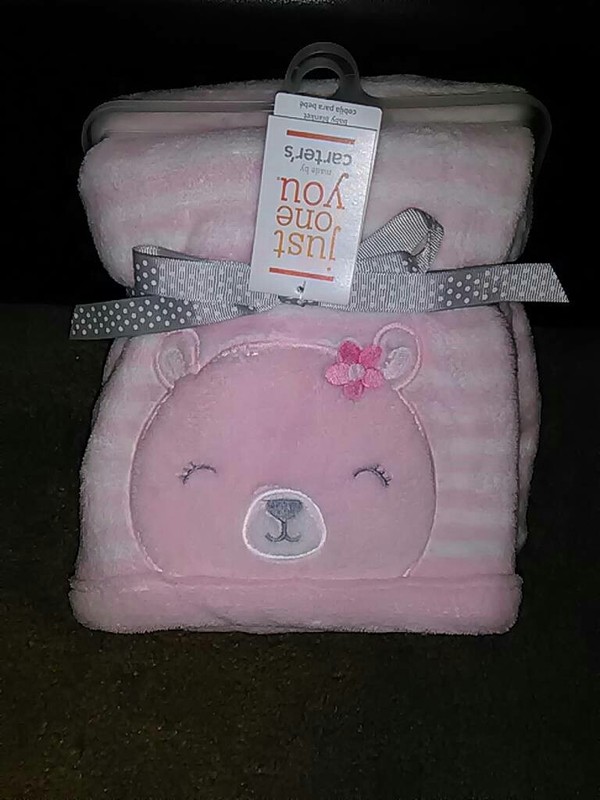 Carter's Baby Girl Blanket W/ Pink Bear On It * Just One You * Super Soft *  NEW