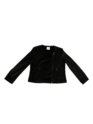 Catherine Malandrino Runway Style Charcoal Women Jacket Asymmetrical Zip Moto XL